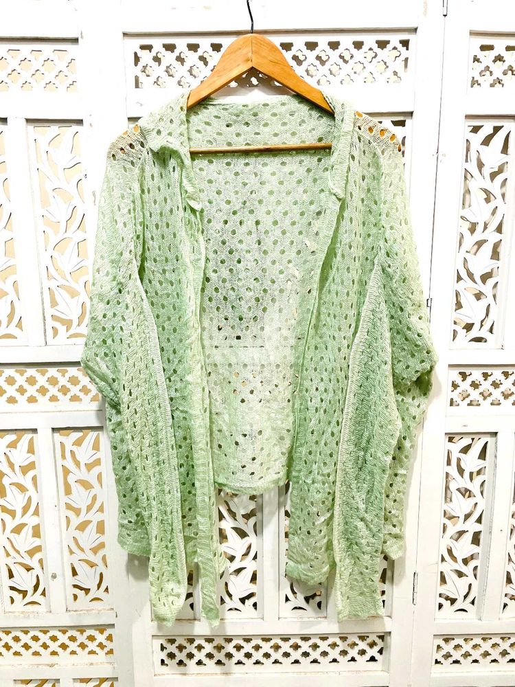 Green Crochet Hoodie A