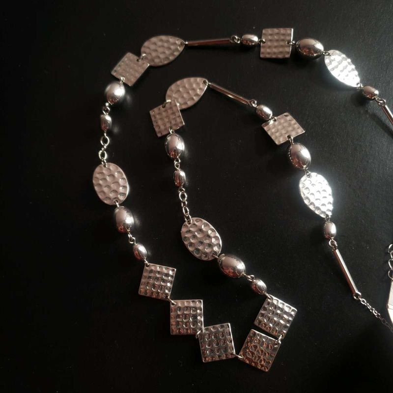 Silver Tone Geometric Necklace