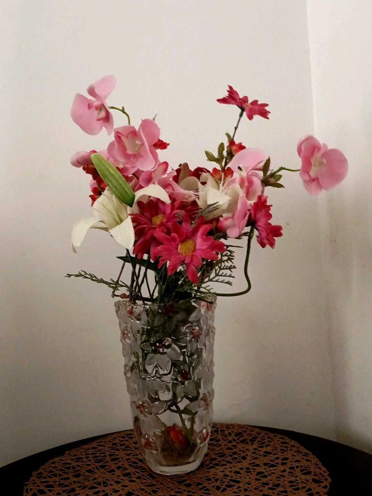 Flowers With A Glass Vase
