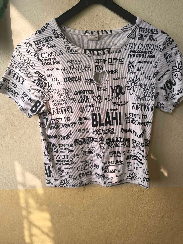 Trendy Graphic Print Crop Top