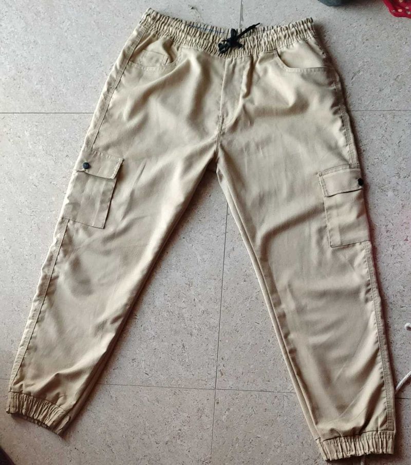 Beige Cargo Joggers
