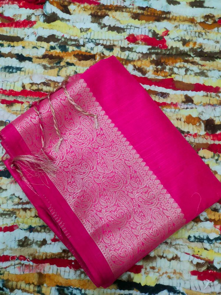 Elegant Pink Saree with Zari Border