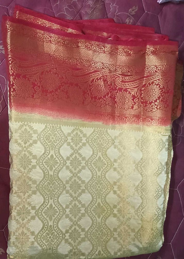 Elegant Red &amp; Gold Silk Saree