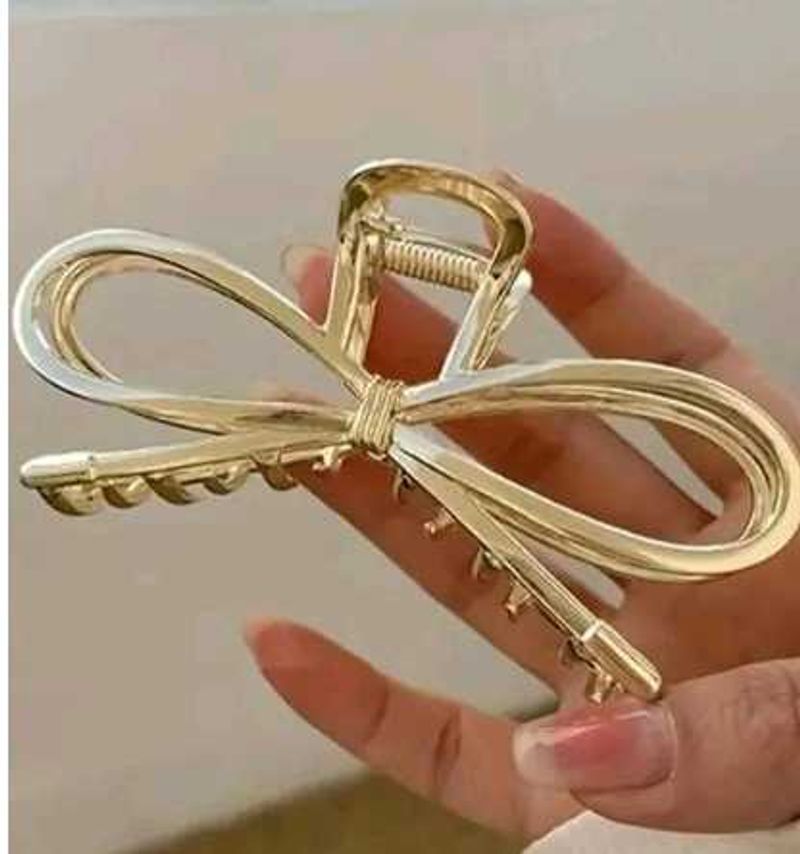 Gold Bow Hair Claw Clip