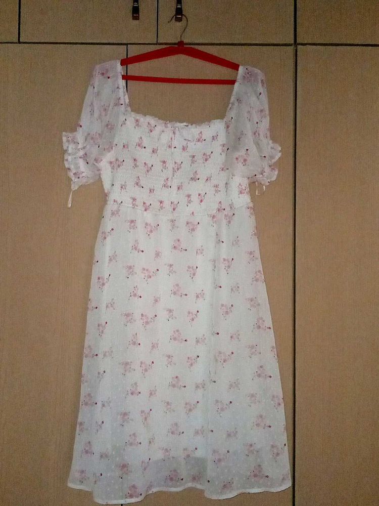 Preppy White Floral Dress