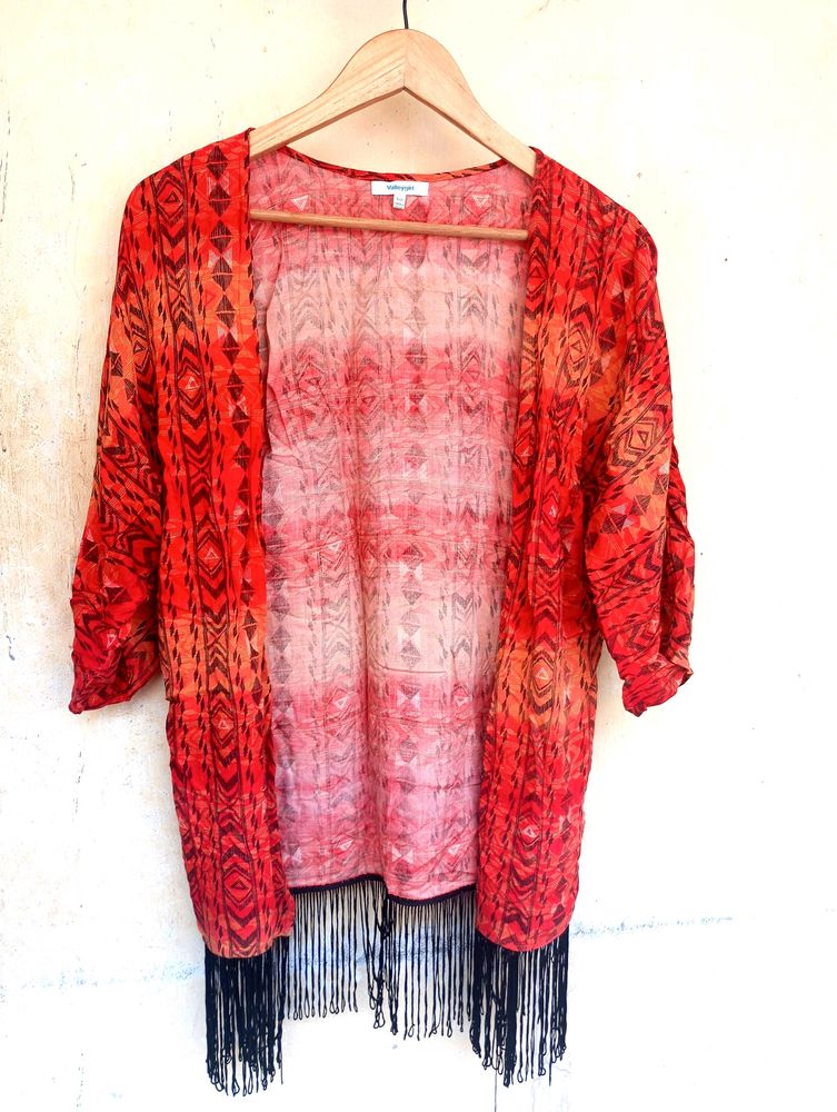 Coral Orange Black Designer Shrug (Women)