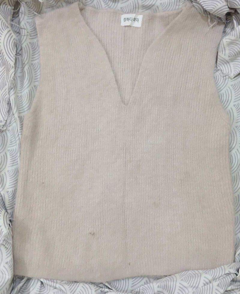 Beige Knit Vest
