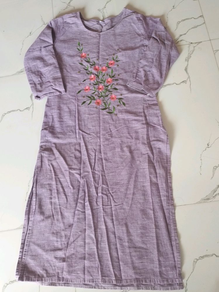 Beautiful Embroidery Light Purple Colour Khadi top