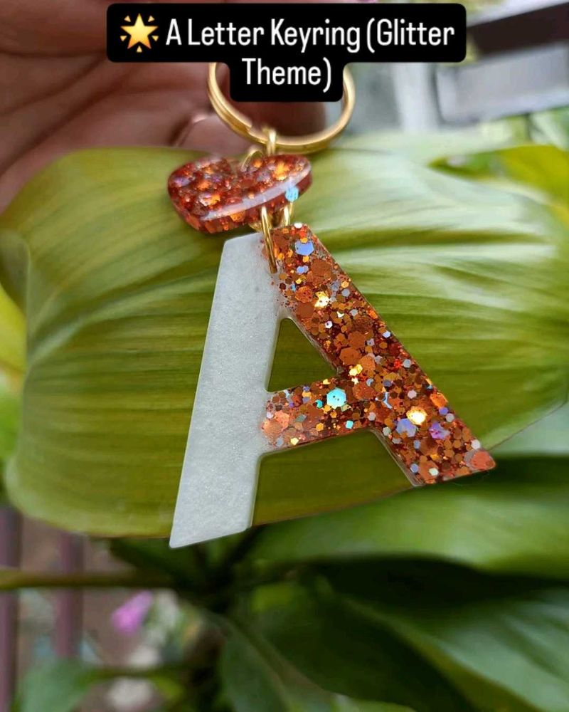 🌟 A-Z Letter Keyring (Glitter Theme)