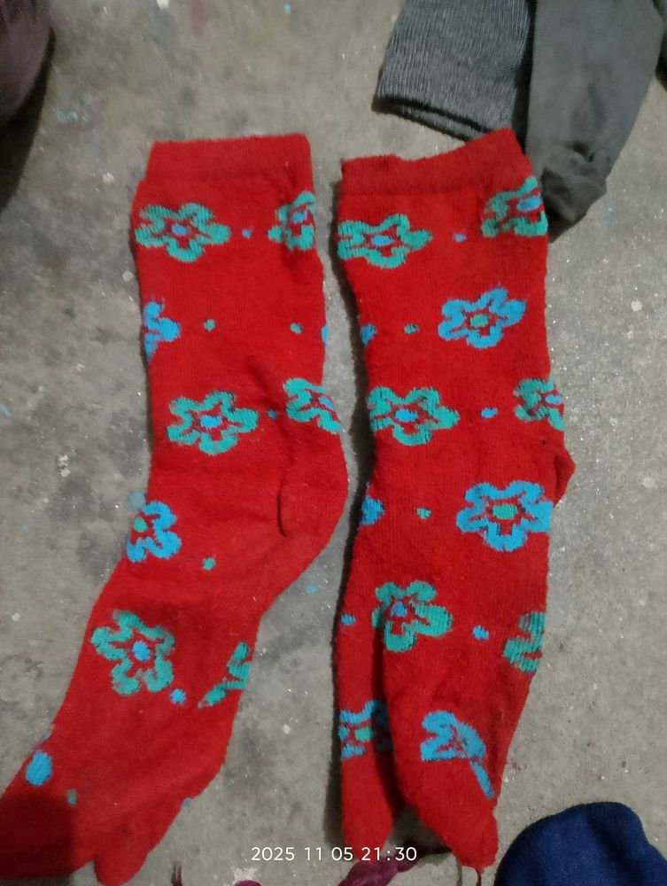Red Floral Socks
