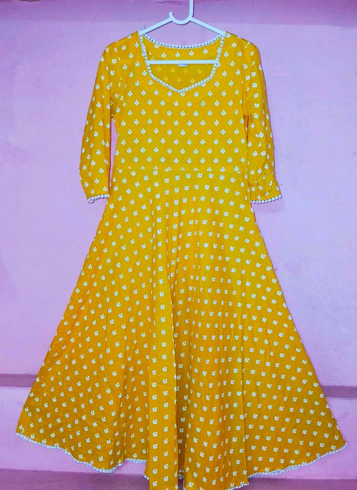 Bright Yellow Printed Kurta Pant Dupatta Set