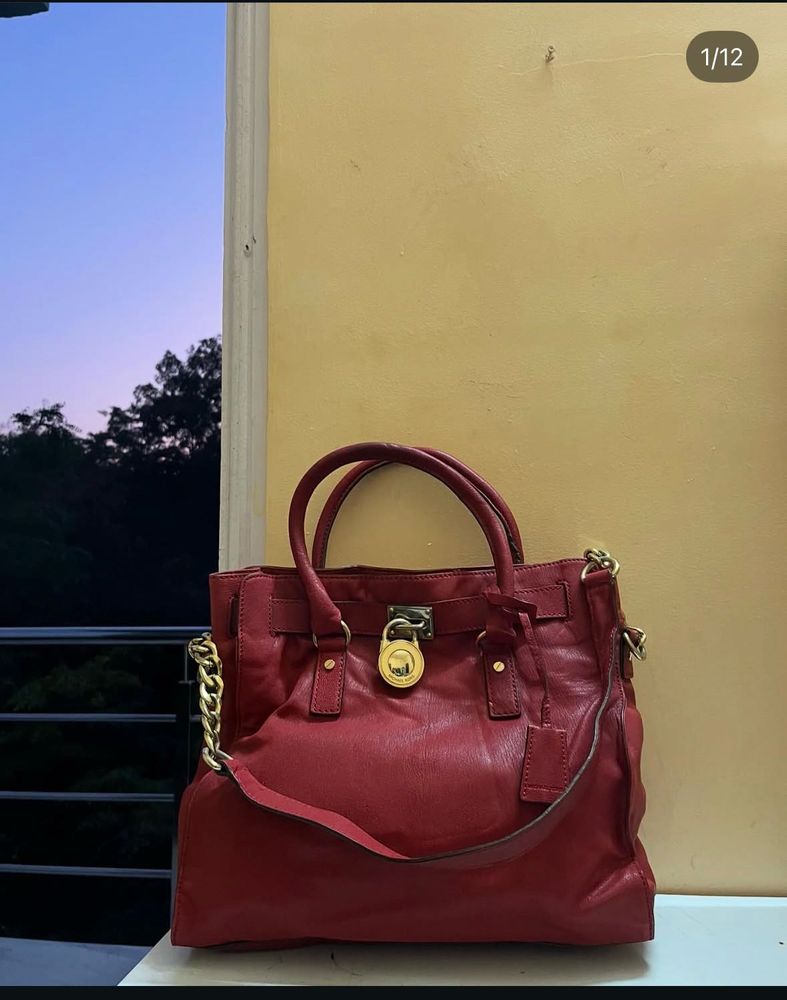 Michael Kors Hamilton Red Leather Tote
