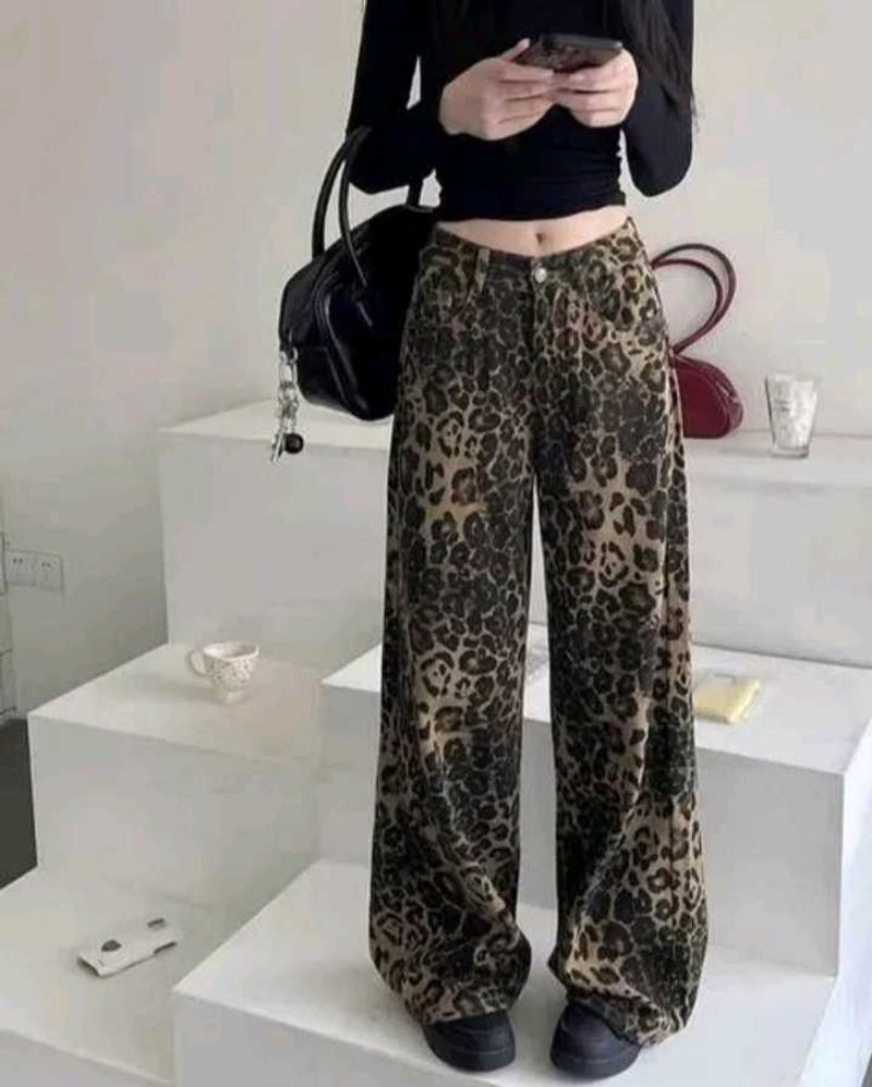 Leopard Print Wide Leg Pants
