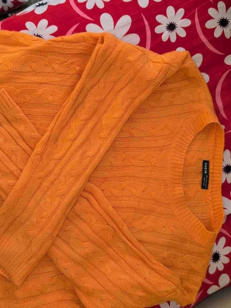 Orange Cable Knit Sweater