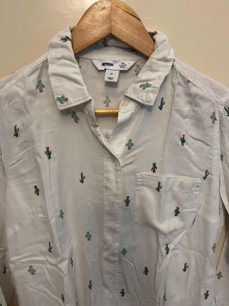 Cactus Print Button Down Shirt