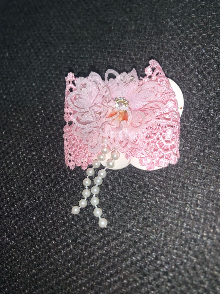 Pink Lace Pearl Headband