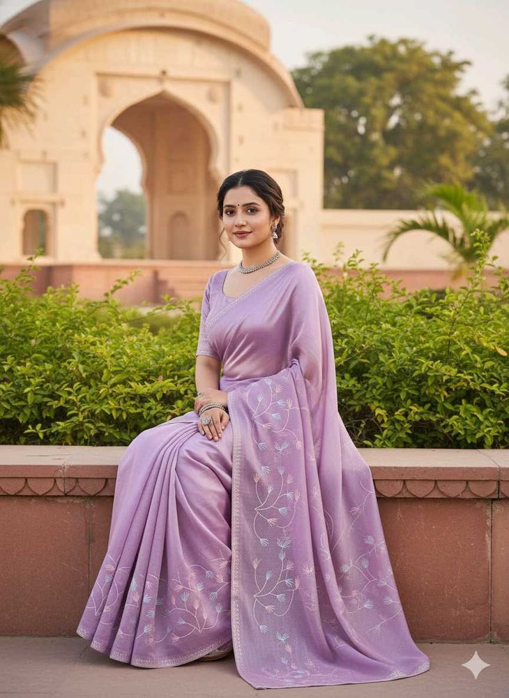 Elegant Lavender Floral Saree