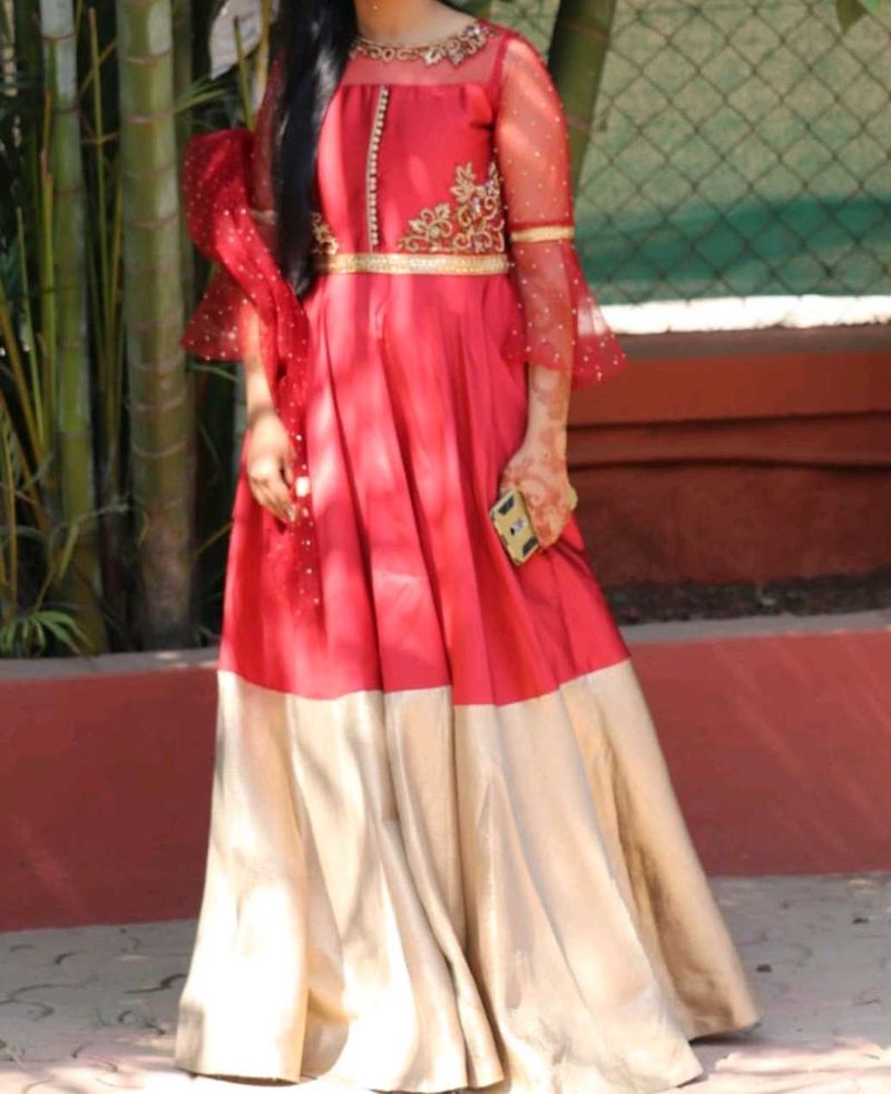 Elegant Red &amp; Gold Gown
