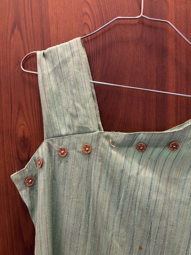 Striped Button-Accent Kurta One Sided Shoulder