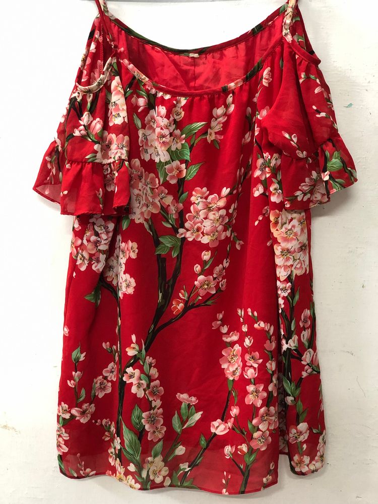 RED OFF SHOULDER TOP