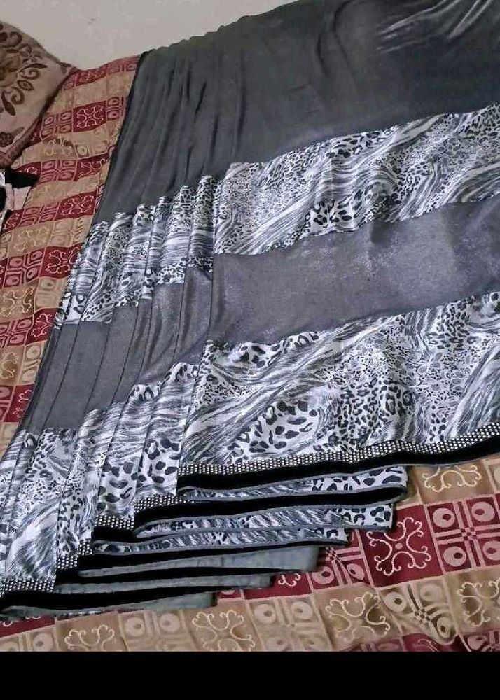 Elegant Silver Saree