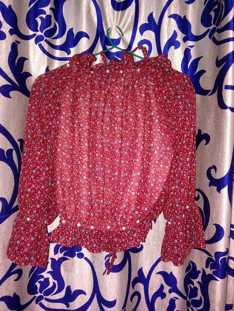 Red Floral Top