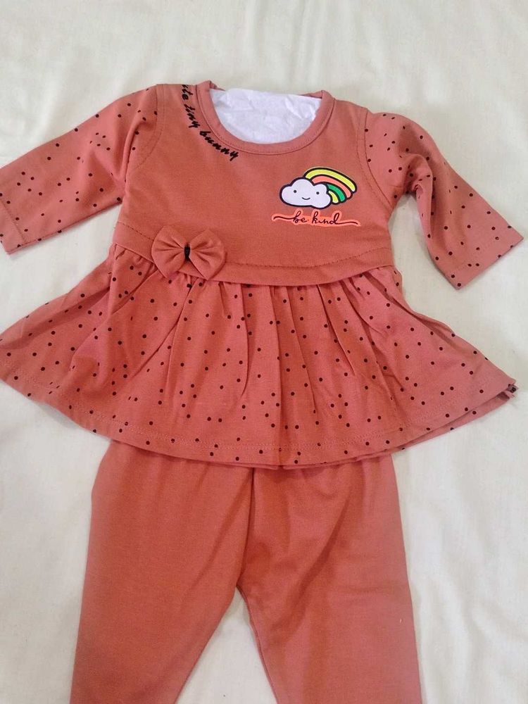 Coral Frock And Pant Set
