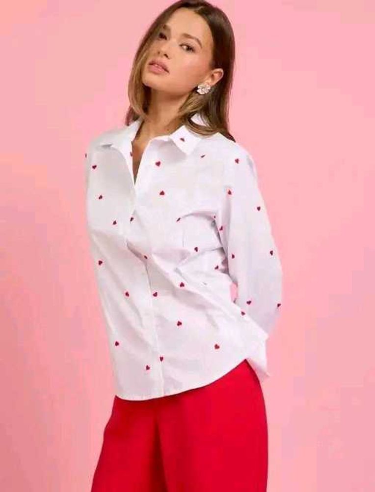 Heart Print White Shirt