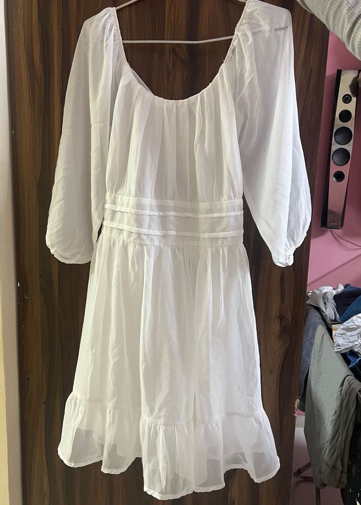 BLUSHIA Classy Elegant WomenDresses (White)