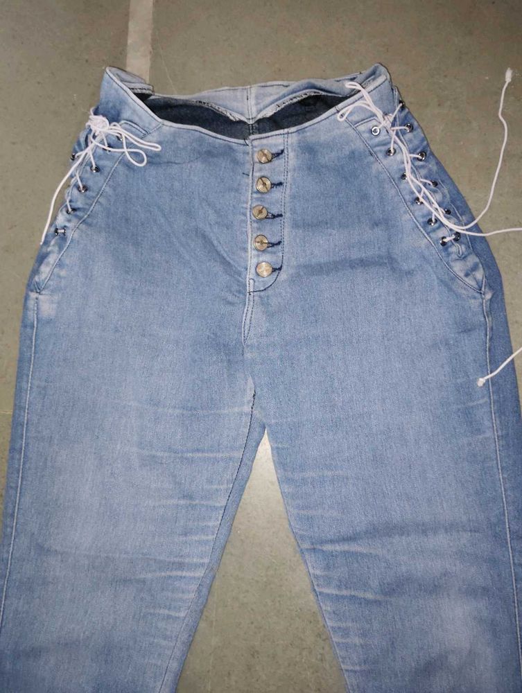 Blue Denim Jeans High Waist