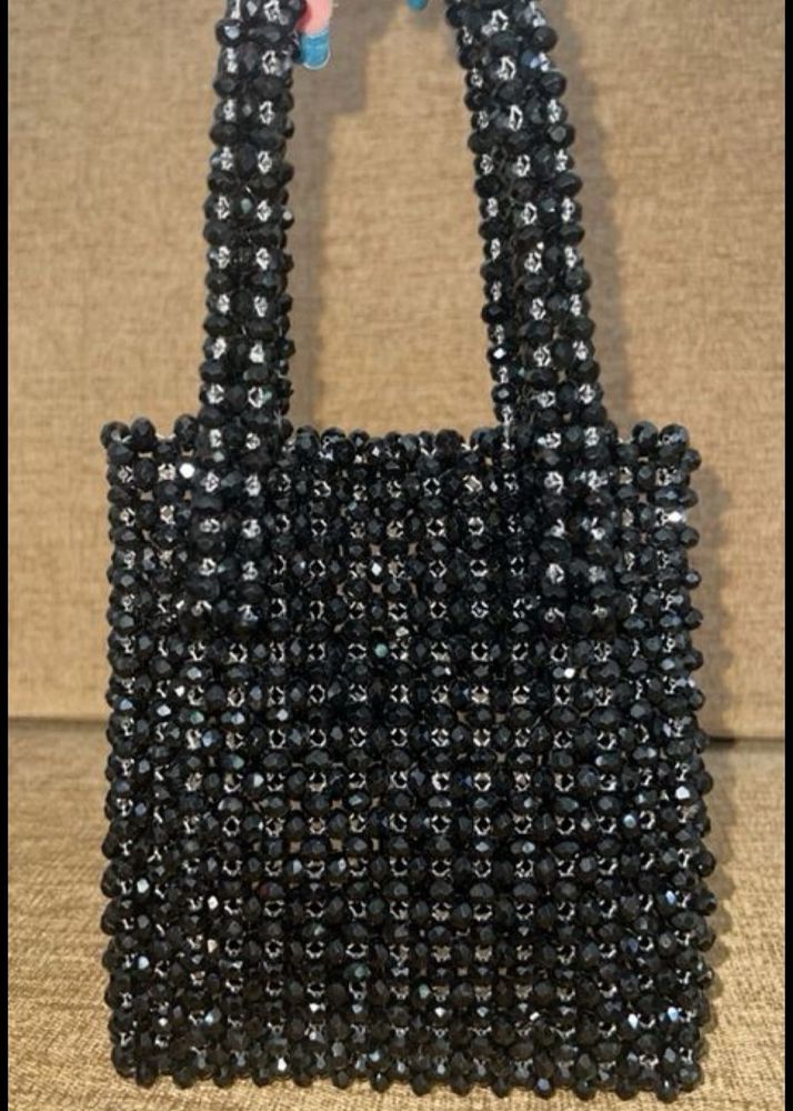 Black Beaded Hand Bag