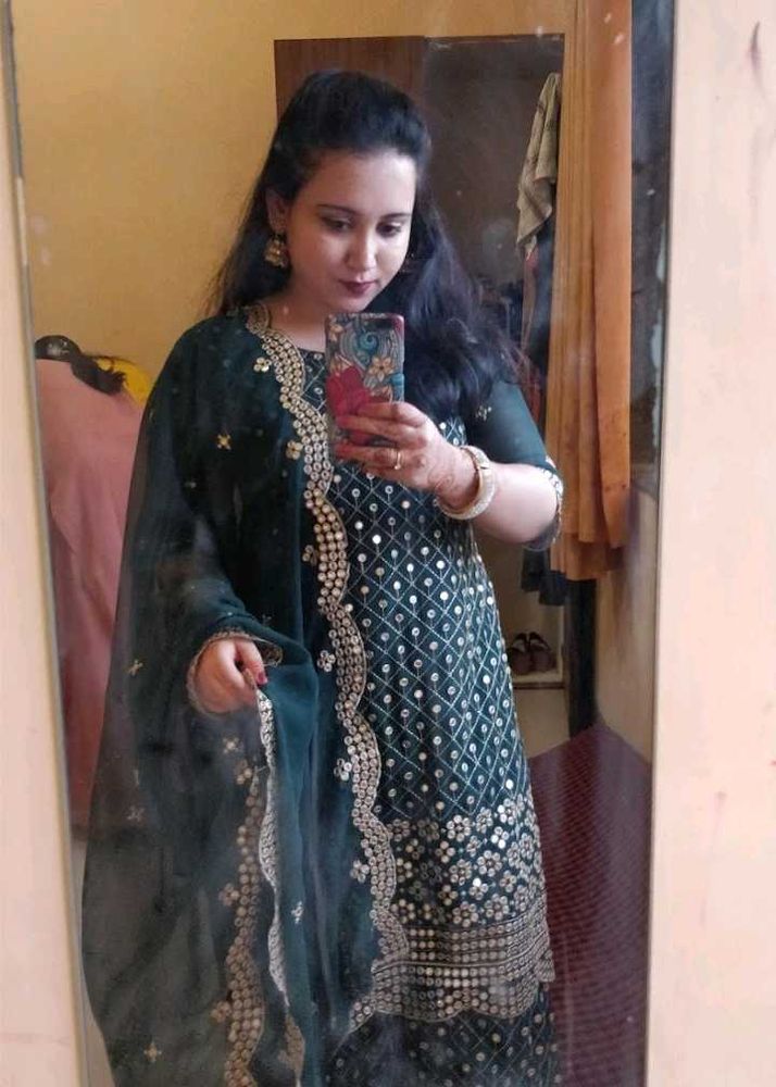 Beautiful Green Sharara In Very Good Condition