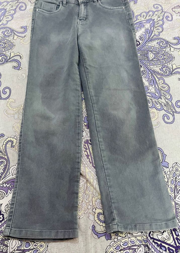 Gray Wide Leg Jeans