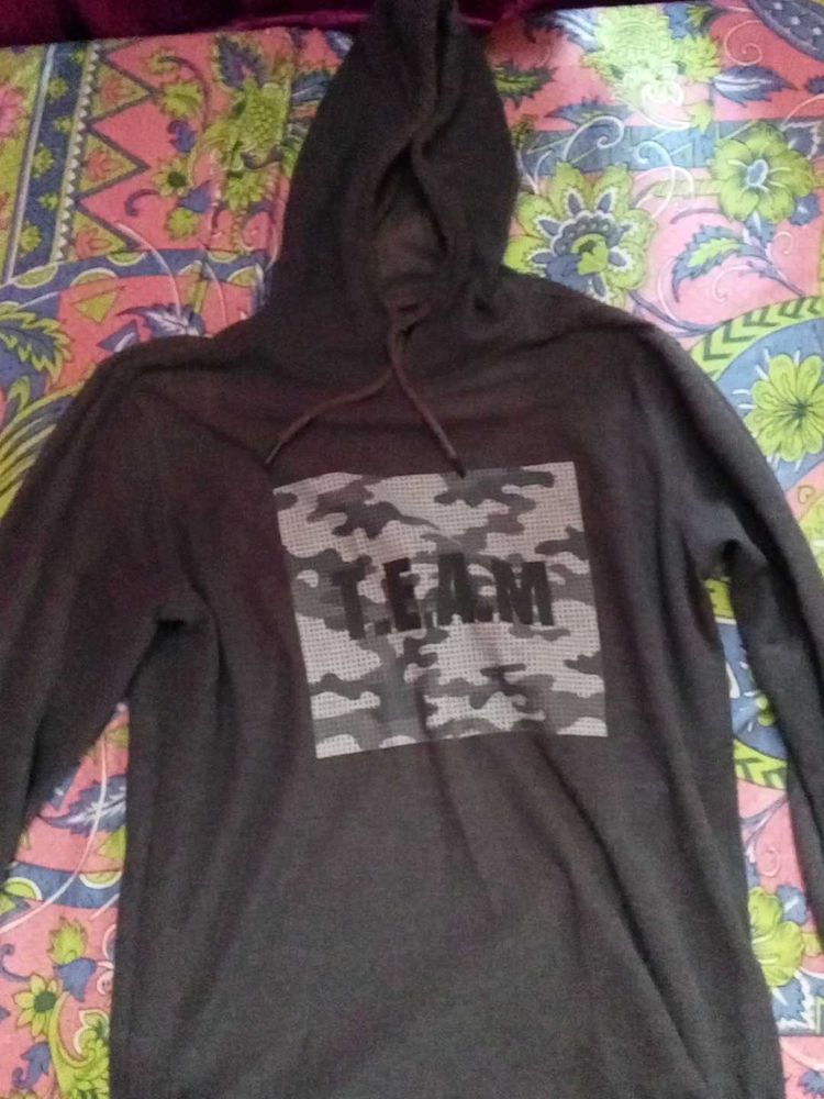 Grey Camo Print Hoodie