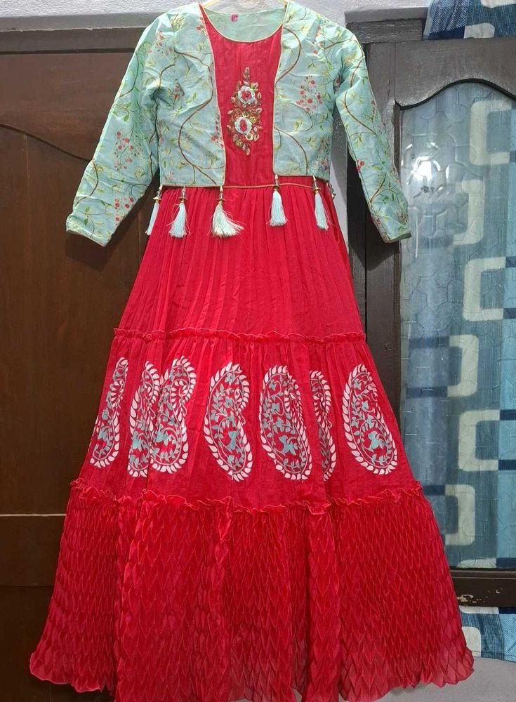 Girls Red Dress With Jacket