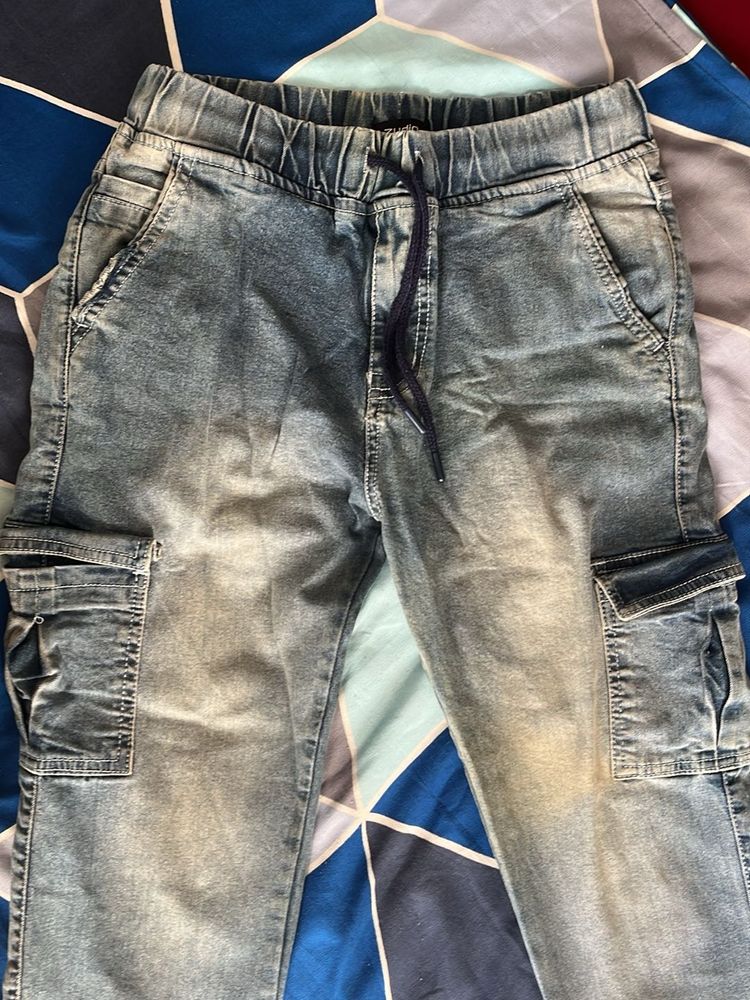 Denim Cargo Joggers