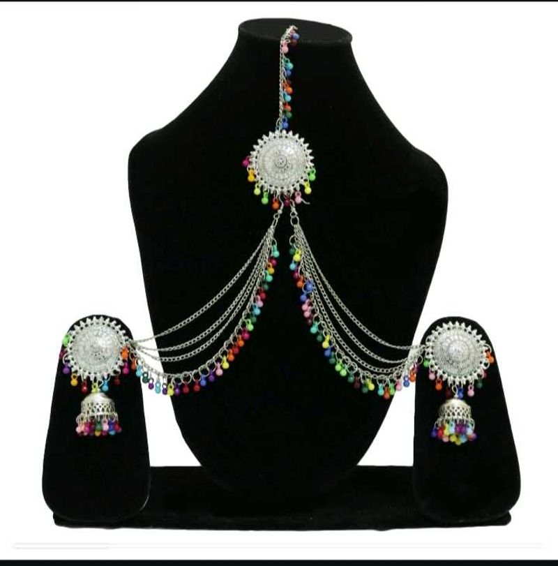 Silver Tone Indian Jewelry Set