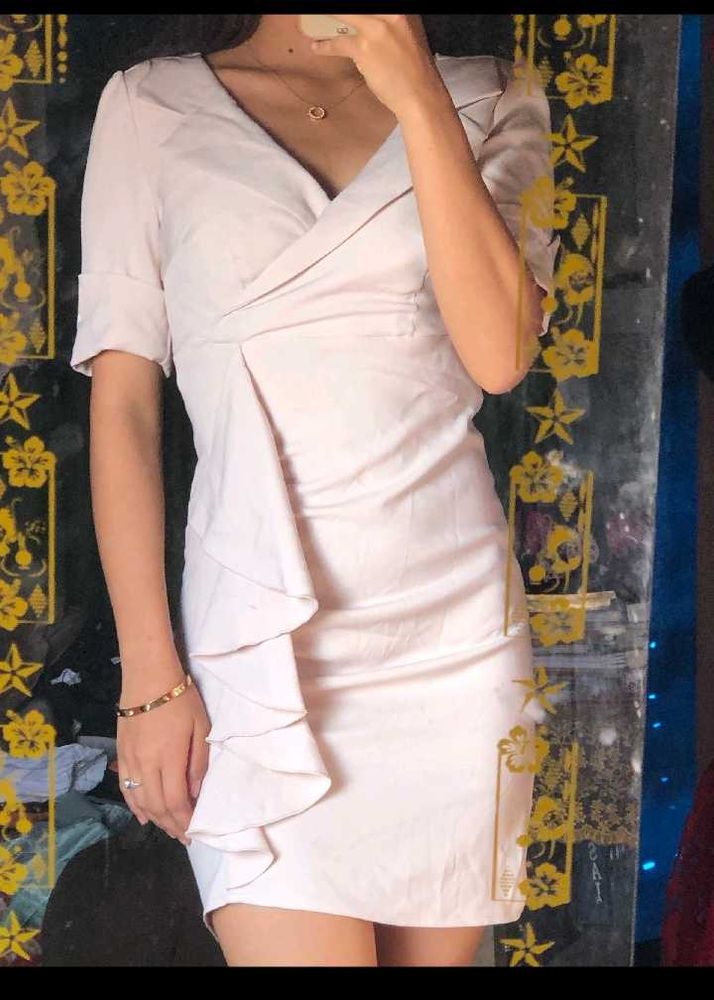 Bodycon Ruffle Elegant Beige Dress