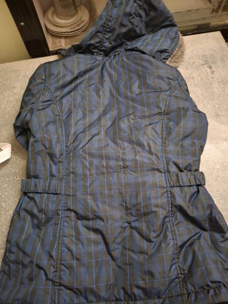 Blue Plaid Hooded Jacket