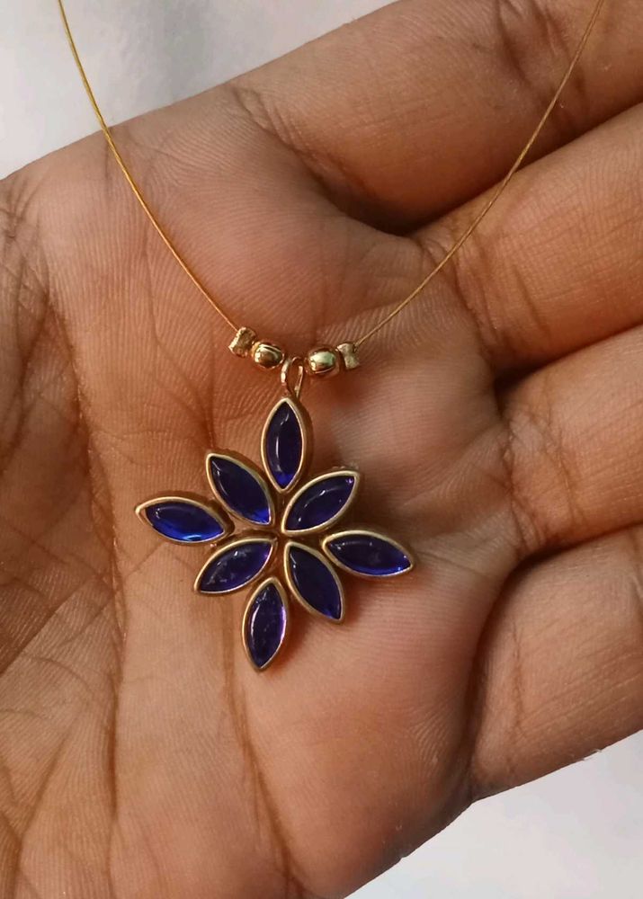 Blue Flower Pendant Necklace