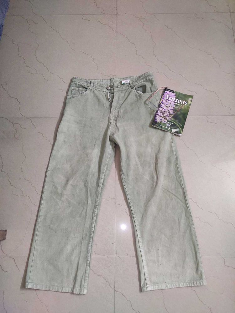 Wide Leg Light Green Jeans