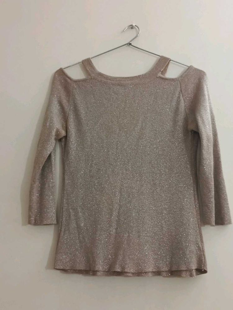 Sparkly Cold Shoulder Top