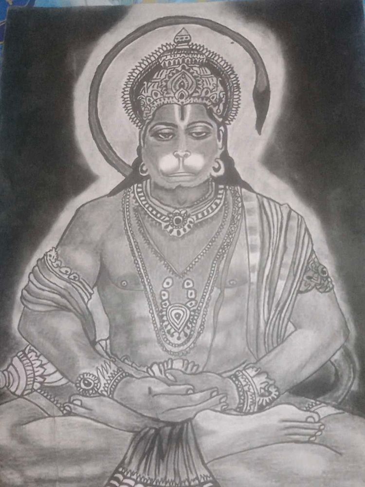 Pencil Drawing of Hanuman