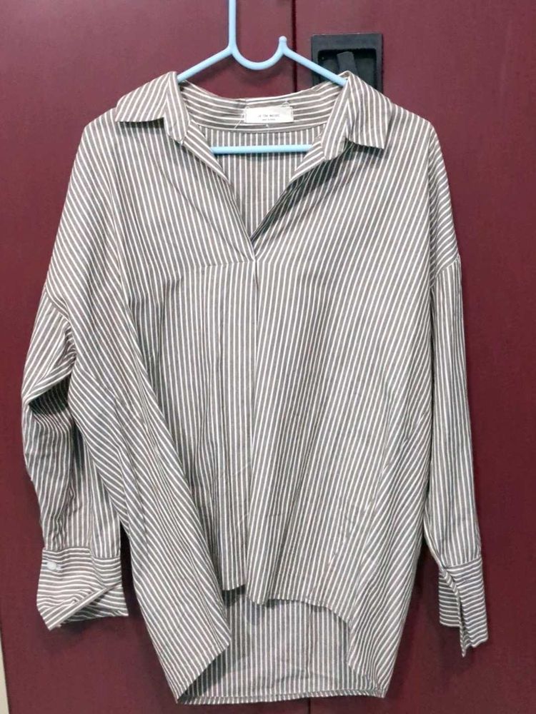 Striped Oversized Long Sleeve Top