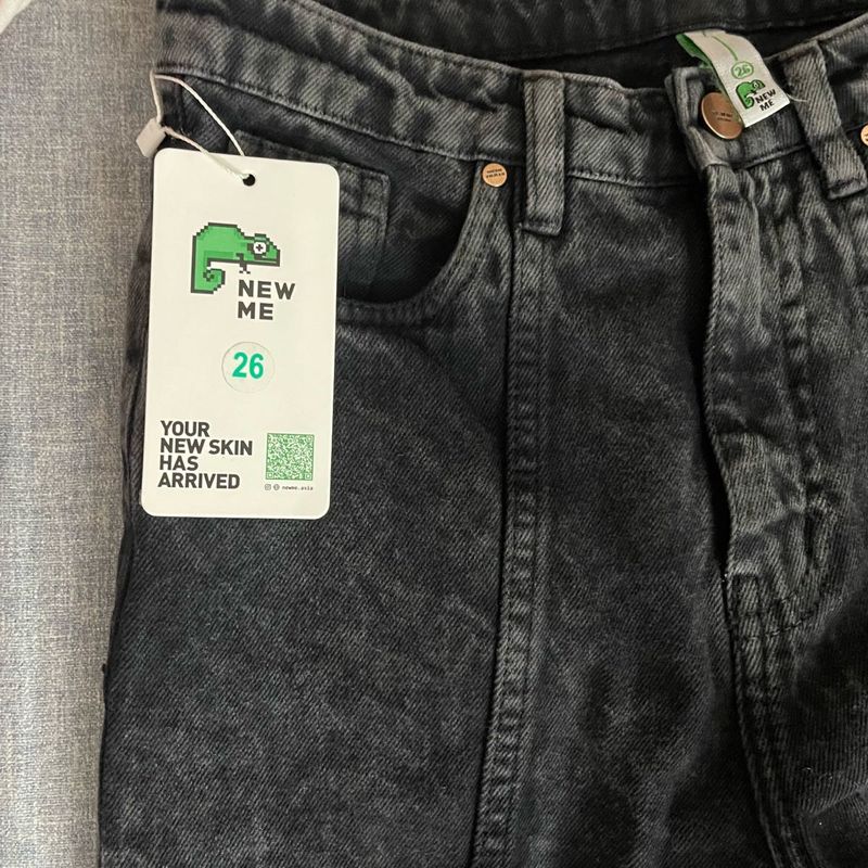 NewMe Charcoal Grey Solid Baggy Jeans- Size 26