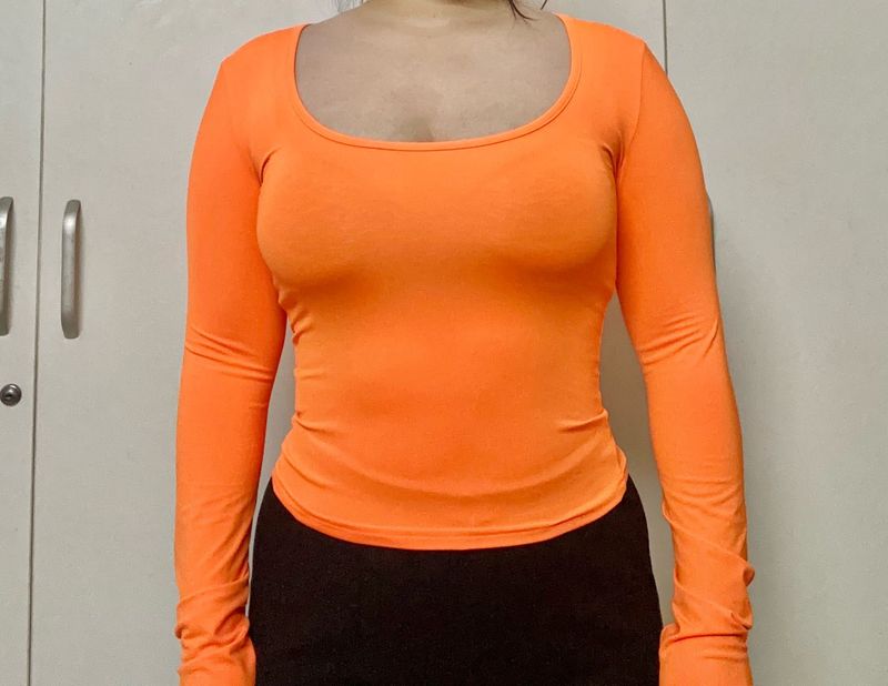 Orange gym Long  Sleeve Top