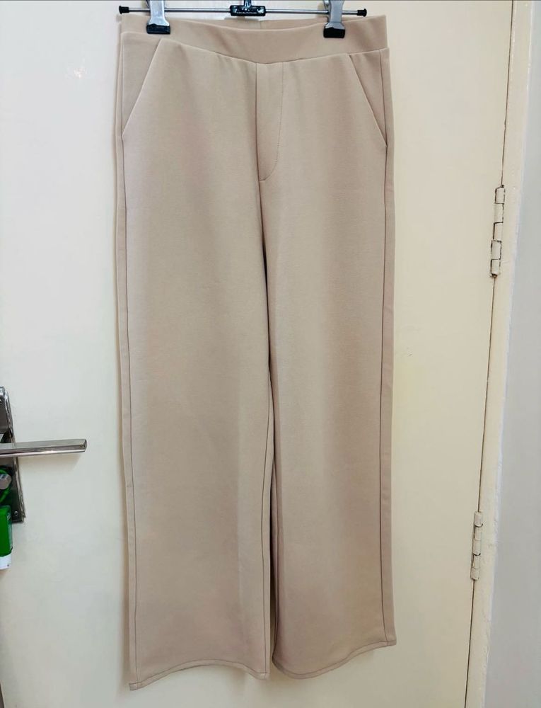 Beige Wide Leg Pants