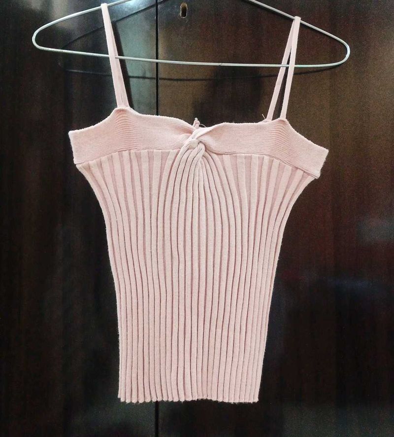 Pink Ribbed Crop top sleeveless bodycon 💌
