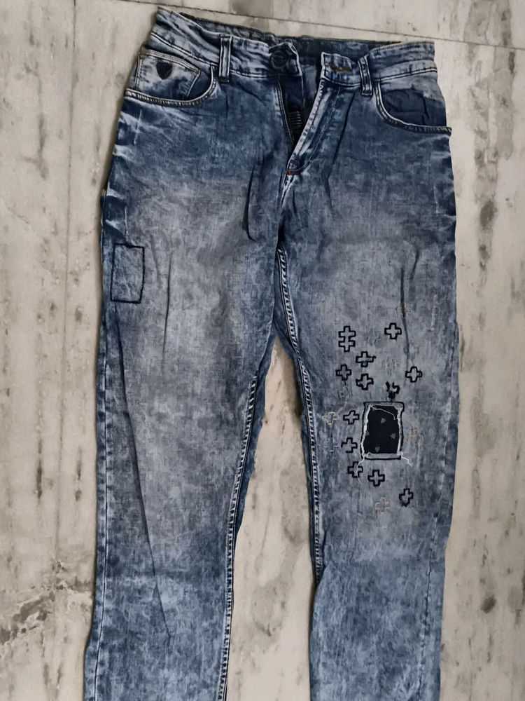 Embellished Blue Denim Jeans