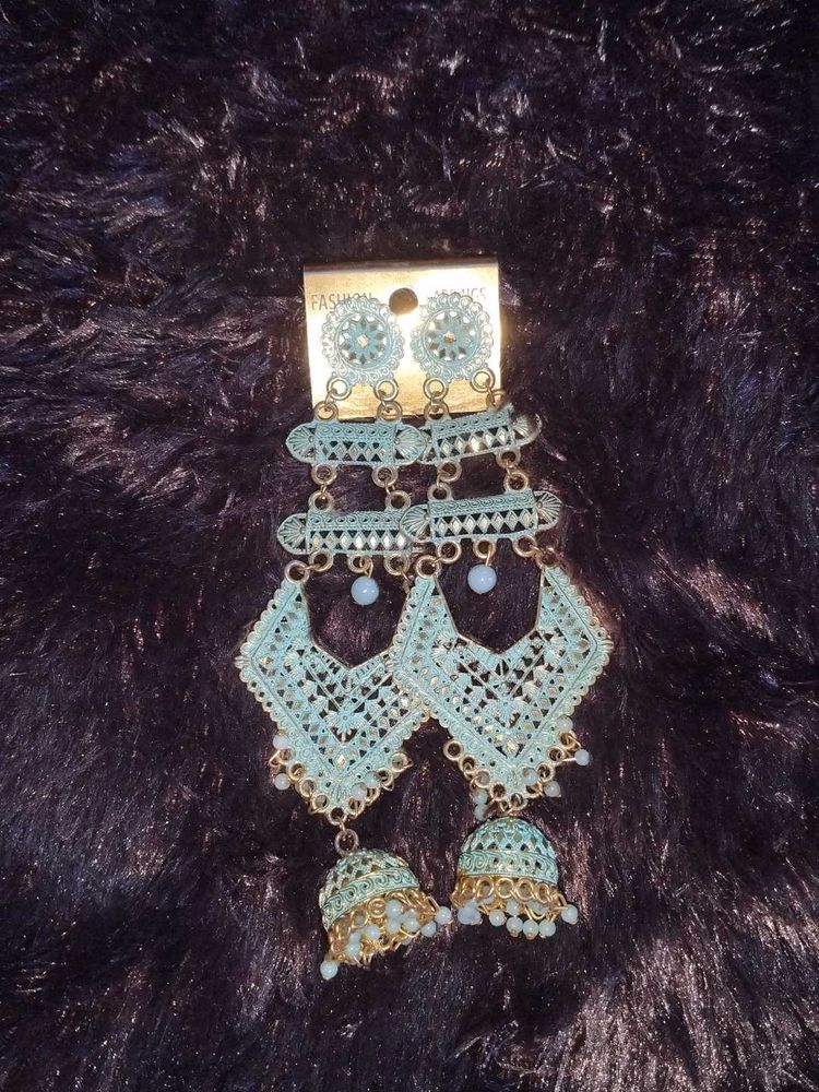 Elegant Dangle Earrings Sky Blue Colour